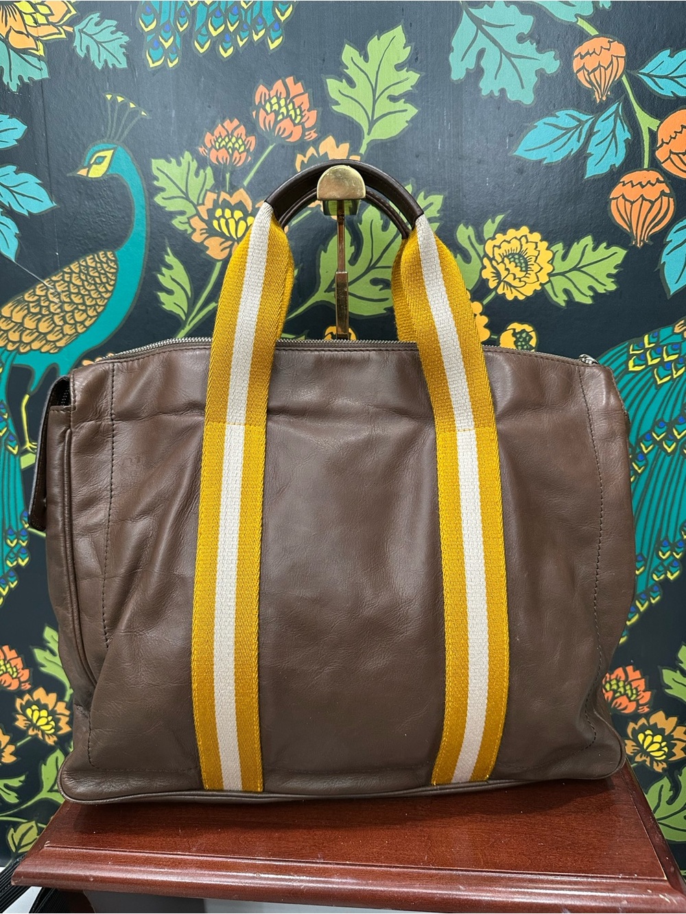 Bally Taprus Brown Leather Travel Tote Weekender Bag Lock Key & Pouch - Picture 12 of 16